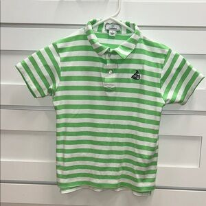Green and White Striped Kids Polo Shirt Size 7 (NWOT)